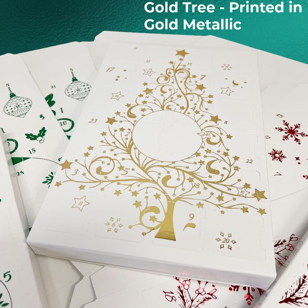 9 Sets (Boxes & Trays) - Fillable (Empty) Advent Calendar Candy Boxes - Metallic Assortment