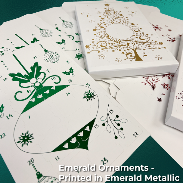 9 Sets (Boxes & Trays) - Fillable (Empty) Advent Calendar Candy Boxes - Metallic Assortment
