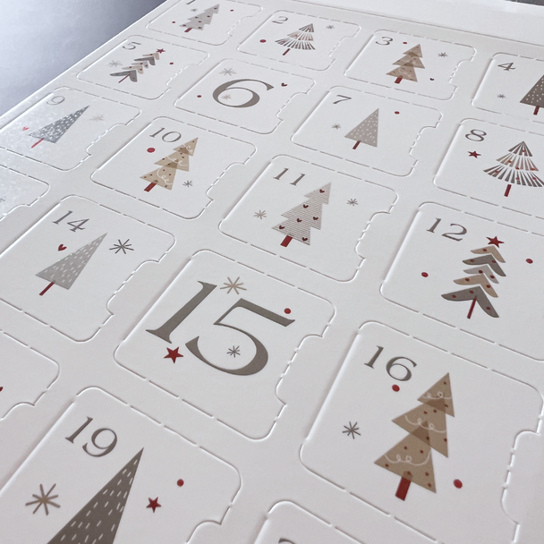 10 Sets (Boxes & Trays) - Fillable (Empty) Advent Calendar Boxes - Holiday Shimmer Design