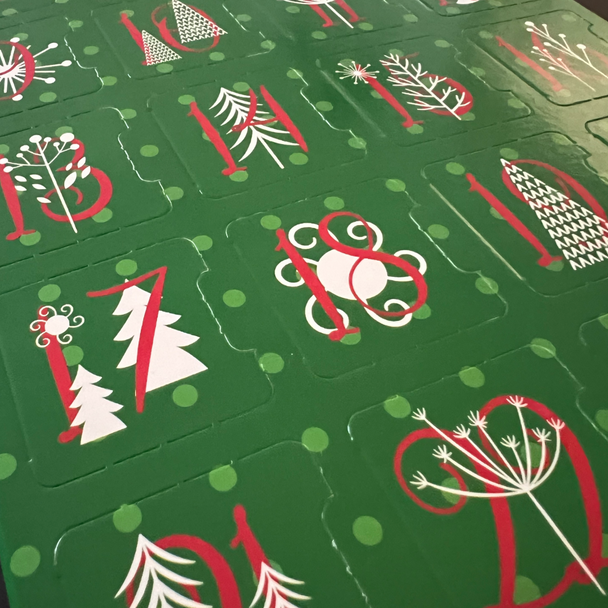 5 Sets (Boxes & Trays) - Fillable (Empty) Advent Calendar Boxes - Green Cheer Design