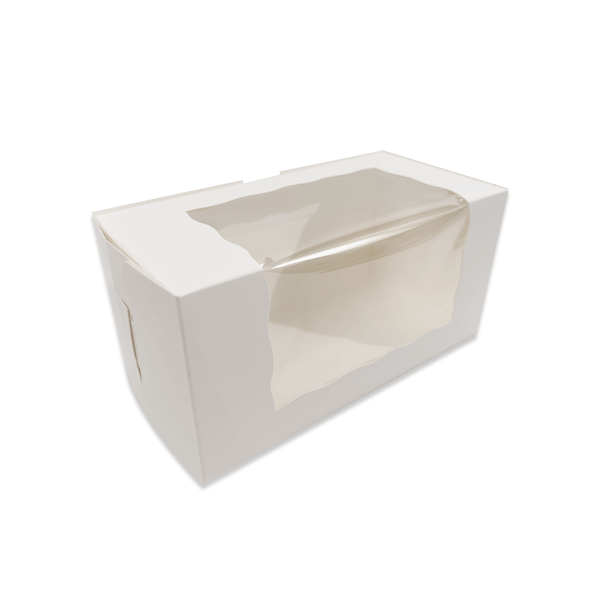 50 Boxes - 8" x 4" x 4" White Bakery Box with Windows - Fits 2 Cupcake