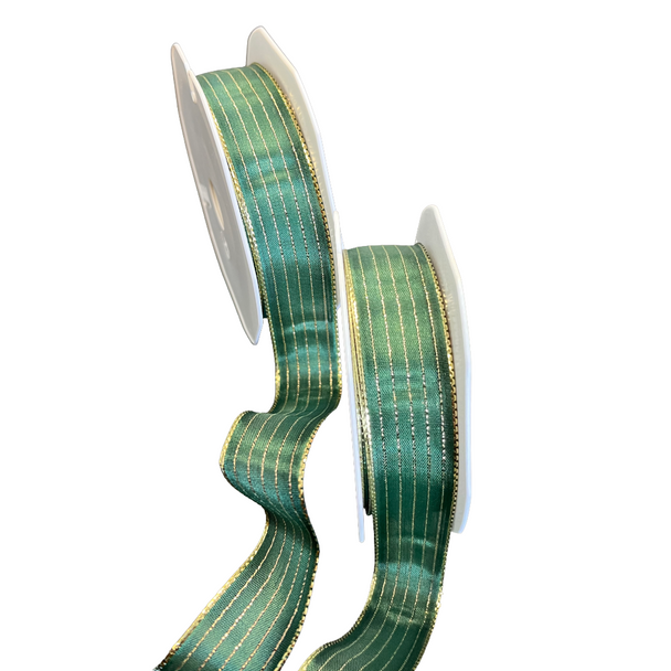 20 Yards - Forest Green Organza Wired Ribbon - 7/8" Width