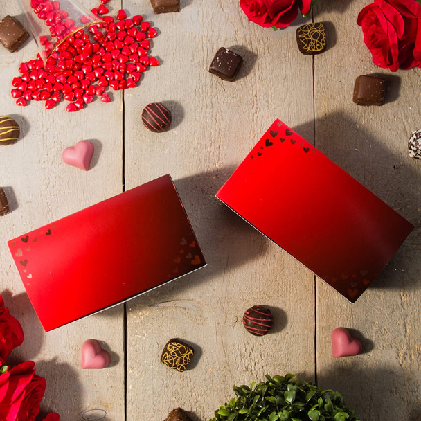 50 Boxes - 1/2 lb. Foil Hearts Ballotin Candy Boxes - 6" x 3-3/8" x 2-1/2"