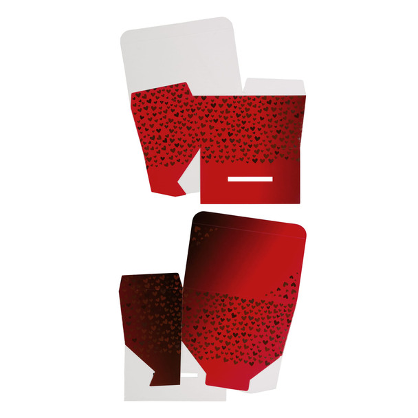 50 Boxes - 1 lb. Foil Hearts Ballotin Candy Boxes - 6-3/4" x 3-3/4" x 3-1/2"