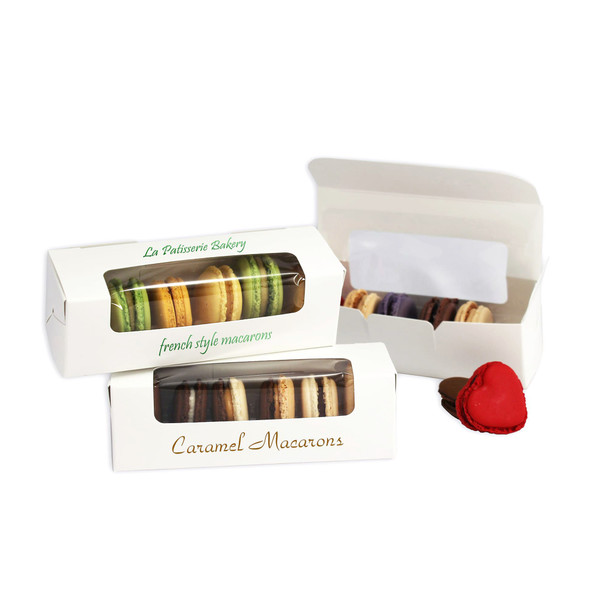 250 Boxes - 6 Macaron  - Small White with Window
