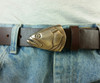 Blue fish portrait buckle in bronze shown on a 1.25 belt sold separately 