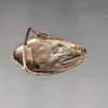 Salmon fish portrait buckle in bronze. Showing the back.  The small pin in the bar is to keep the buckle centered on the belt for use with a 1.25 inch belt