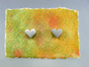 Large Smooth Heart  Post earring  shown on the hand painted watercolor paper card they come to you on.  he-308