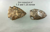 Bronze Arrowheads for 1.5 and 1.25 inch belts for size and texture comparison  design with brow patina. 