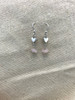 Flat Heart Sterling Silver Earrings with Pink Stone Dangles
