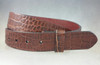 One piece brown crocodile/ alligator embossed pattern, full grain leather belt strap 1 3/8 to 1 1/2 for 1 1/2 inch buckles . 