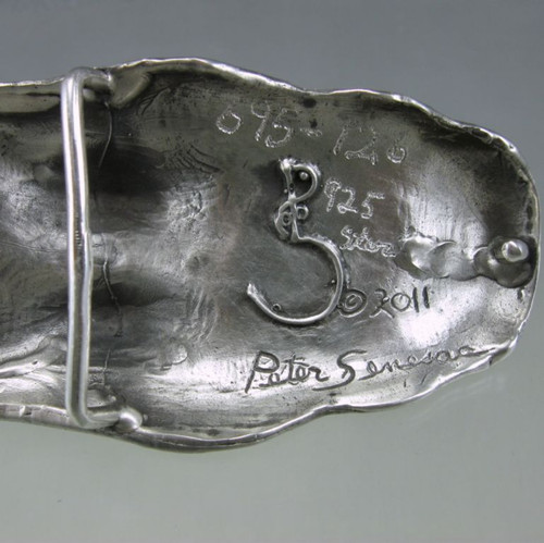 Belt Buckle, 1.5 inch, Organic Silver, Chrysocola in Quartz