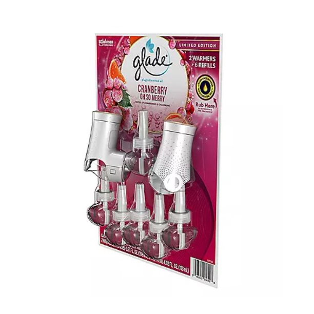Glade PlugIns 2 Warmers + 6 Refills Cranberry Oh So Merry