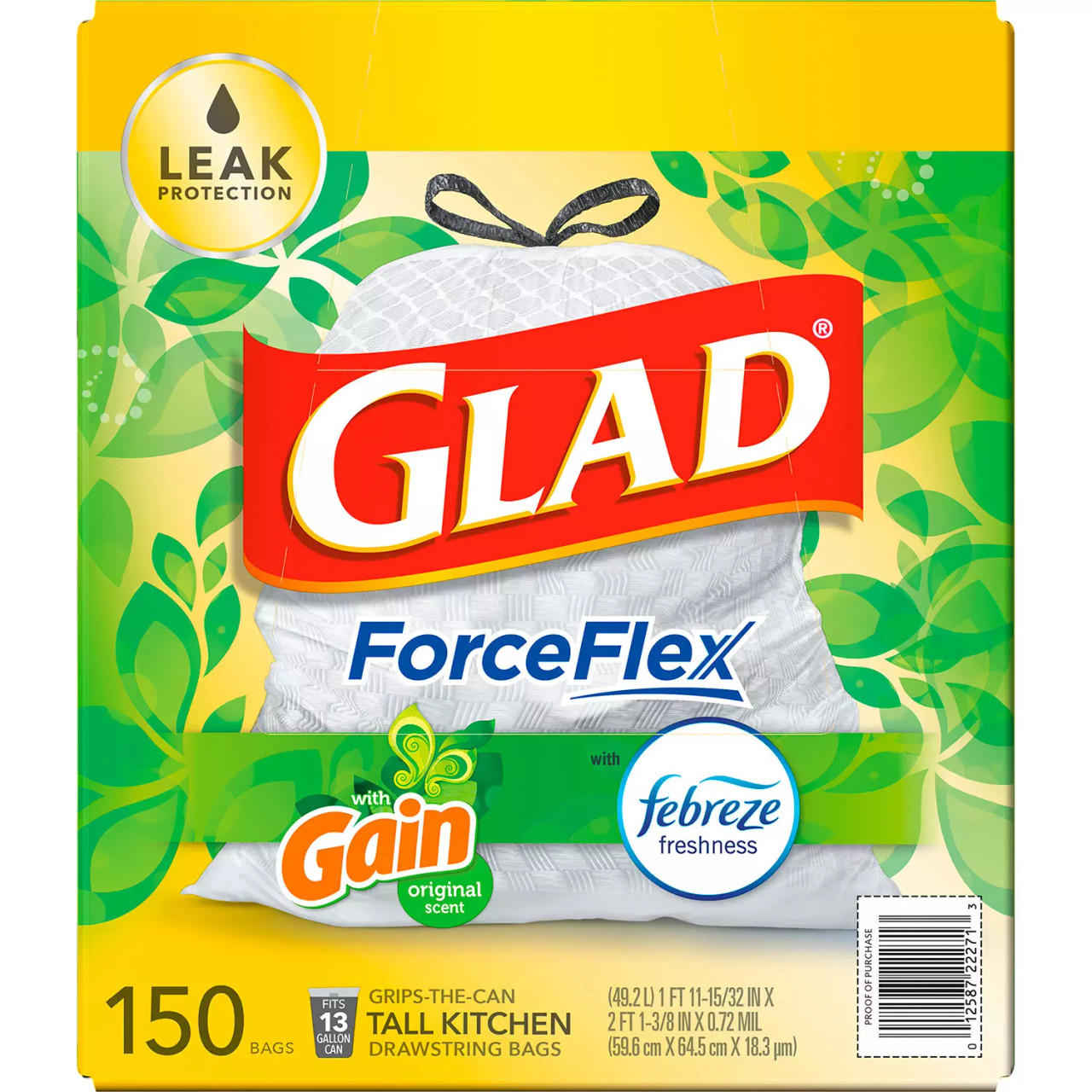 Glad ForceFlexPlus 13 Gallon Drawstring Trash Bags 120 Ct.