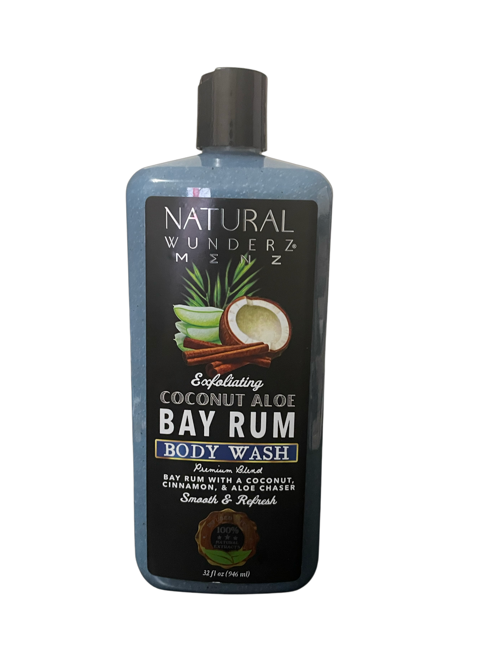 Natural Wunderz Menz Exfoliating Coconut Aloe Bay Run Body Wash 32oz