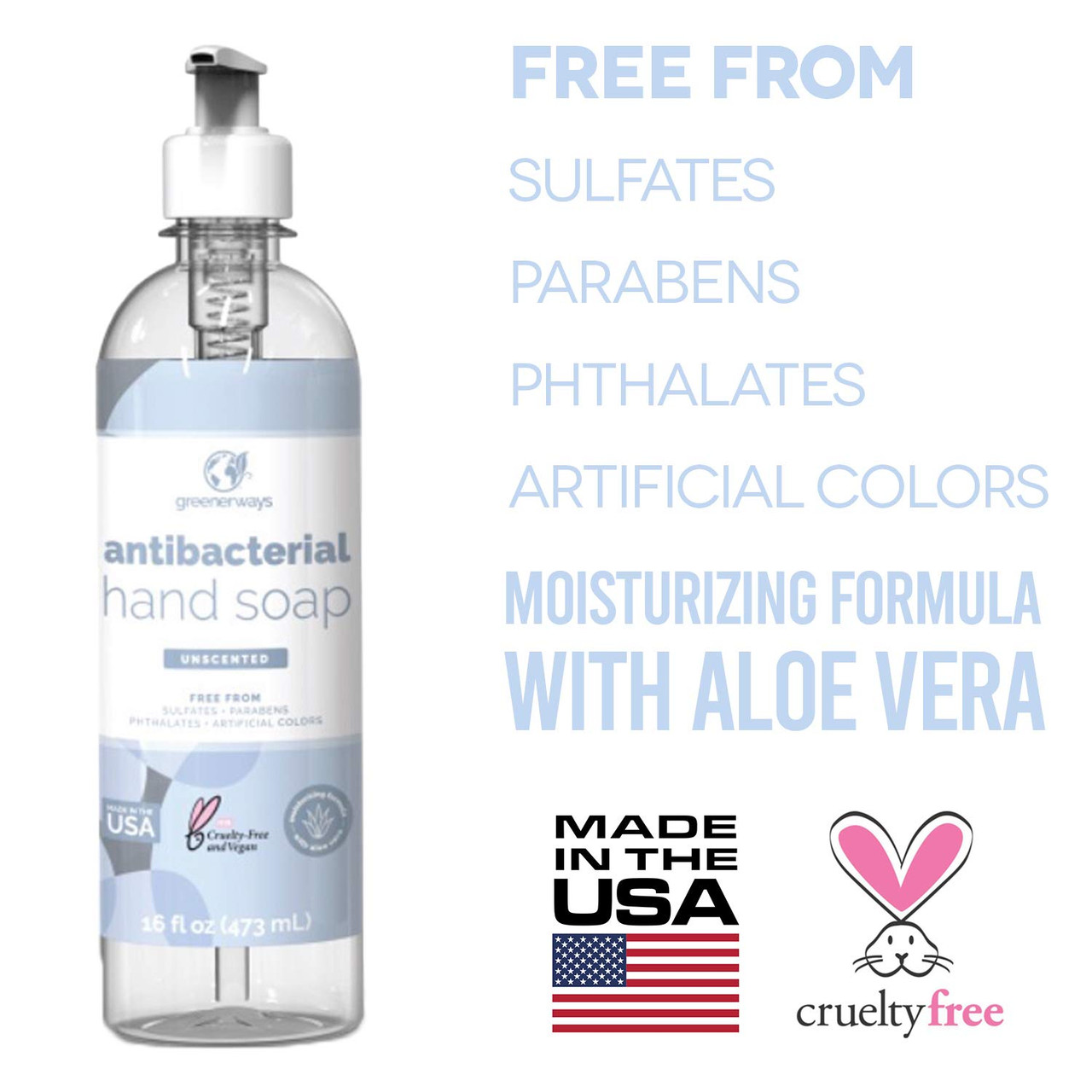 Greenerways Antibacterial Hand Soap Unscented, 16 oz