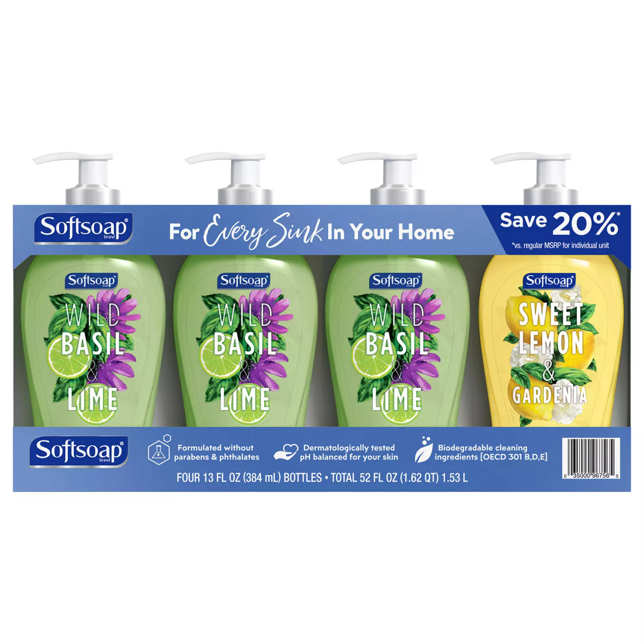 Softsoap Liquid Hand Soap Decor Variety Pack Wild Basil Lime