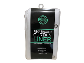 Eco Lux Peva Shower Curtain Liner, 70in x 72in - odorless waterproof shower liner with 12 metal grommets