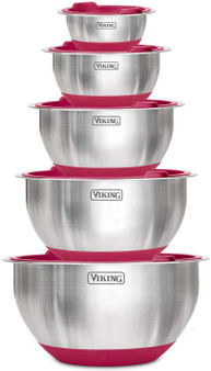 Viking 10-Piece Stainless Steel Mixing, Prep and Serving Bowl Set in Red