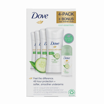 Dove Advanced Care Deodorant - Go Fresh Cool Essentials (4 PK - 2.6 OZ + 1 OZ Dry Spray)