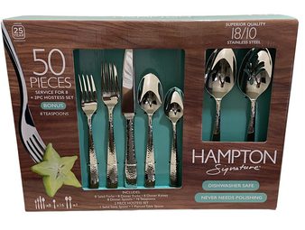 Hampton Signature 50-Piece Flatware Set, Nobility Frosted Service for 8