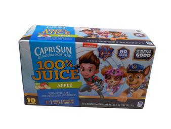 Paw Patrol Caprisun All Natural Ingredients 100% Apple Juice, 10 pouches