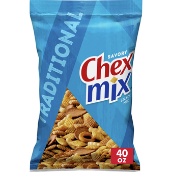 Chex Mix Traditional Savory Snack Mix, 40 oz
