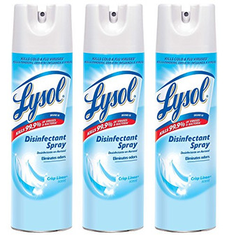 LYSOL DISINFECTANT SPRAY, CRISP LINEN SCENT, 3 PACK, 19 OZ