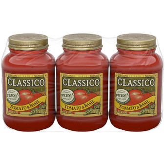 Classico Pasta Sauce, Tomato and Basil - 32 Ounce Glass Jar (Pack of 3)
