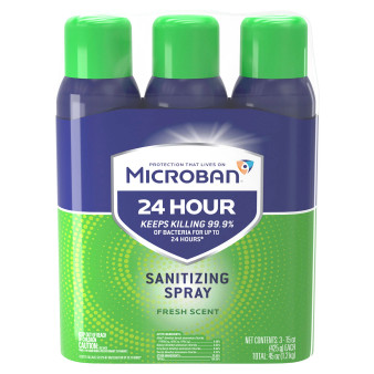 Microban 24 hour Sanitizing Spray, Fresh Scent, 15 oz, 3 pack