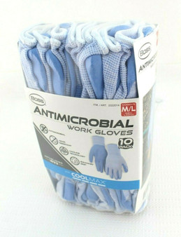 BOSS Size M/L 10 Pairs Blue Antimicrobial Poly / Rubber Grip Women's Work Gloves