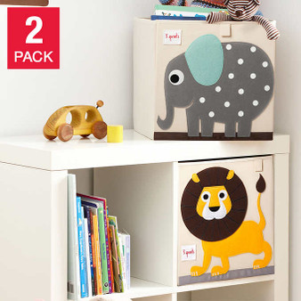 3 Sprouts Storage Boxes, Lion & Elephant, 2-pack