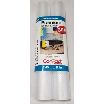 Con-Tact Brand Premium Shelf Liner Non-Adhesive 2 PK15'x18" Heavy Duty 30 feet Total