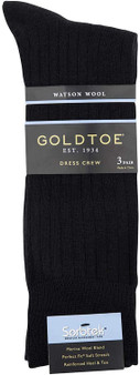 Sorbtek Gold Toe Men's 3 Pack Watson Wool Dress Crew Shoe Size 6-12-1/2
