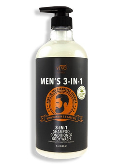 Vivo Per Lei Men's 3-IN-1 Shampoo, Conditioner, and Body Wash