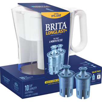 Brita Large 10-Cup Water Filter Pitcher with 2 Longlast+ Filters