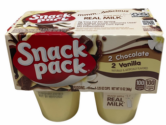 Snack Pack Chocolate & Vanilla Pudding Cups, Made with Real Milk, 3.25 oz, 4 count