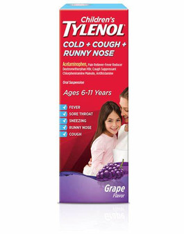 Children's Tylenol cold +cough +runny nose, 4 oz grape flavor