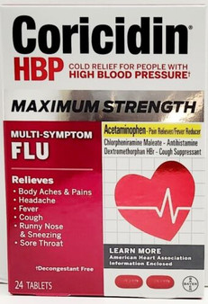 Coricidin HBP maximum strength multi-symptom flu ablets (2x24ct)