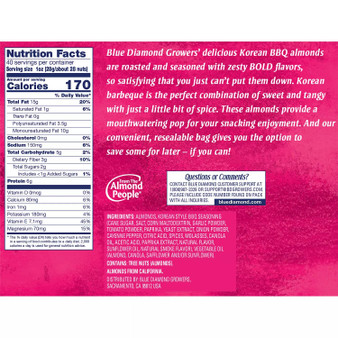 Blue Diamond Almonds Bold Korean BBQ Flavor, 45 Ounce