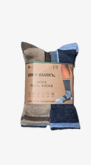 Eddie Bauer Men's 6-Pack Trail Socks Fit Size 6-12. Eddie