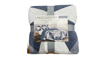 3 Piece Quilt Set Queen King Reversible Patchwork Quilt 1-2 Shams