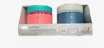 Thermoflask 20 Oz Insulated Food Jar, 2-Pack, Pink And Blue, 24Hot, 12 Hours Cold