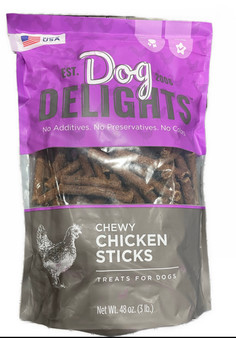Dog Delights Chewy Chicken Sticks High-Protein Dog Treats, 48-oz bag