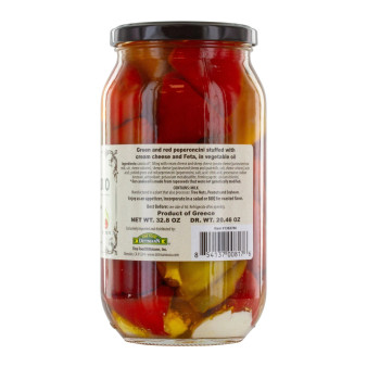 Dittmann Greek Cheese Stuffed Peperoncini Duo – Tangy Marinated Peppers with Creamy Cheese Filling (32.8 oz)