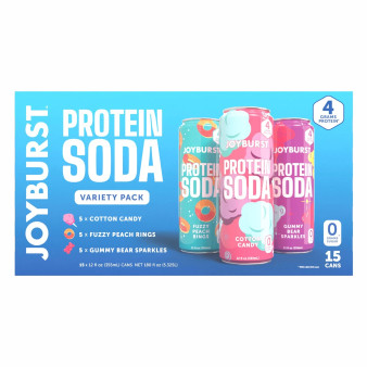 Joyburst Protein Soda Variety Pack, 12 fl oz, 15-Pack