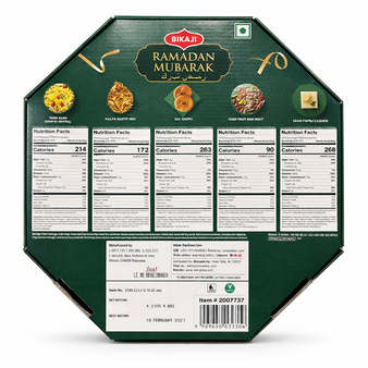 Bikaji Ramadan Mubarak Gift Box – Assorted Sweets & Savories – 525g (18.52 oz)