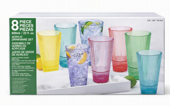8 Pieces Piezas 22 OZ Acrylic Drinkware Set