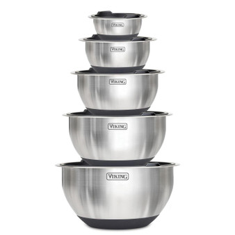 Viking 10-Piece Stainless Steel Mixing, Prep and Serving Bowl Set in Black