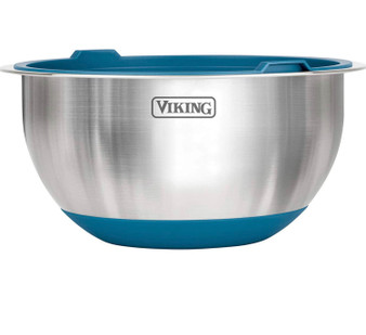 VIKING 10-Piece Covered Stainless Steel Mixing, Prep, & Serving Bowl Set (Blue)